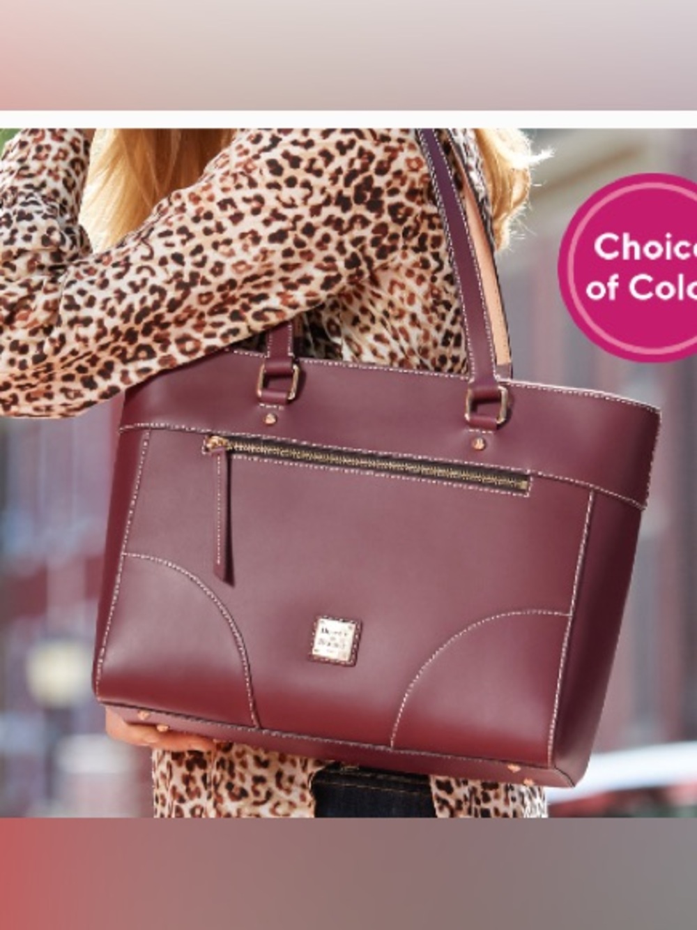 Dooney & Bourke Beacon Burgundy Leather  zip top tote mila